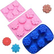 Poproo 6-Cavity Silicone Muffin Cups - Handmade Soap Molds - Biscute Chocolate Ice Cake Baking Pan - Large Flower...