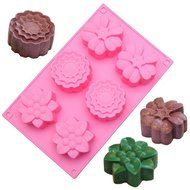 Poproo 6-Cavity Silicone Muffin Cups - Handmade Soap Molds - Biscute Chocolate Ice Cake Baking Pan - Large Flower... N2
