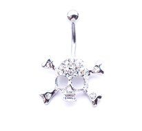Dedegui Silver Bar skull Dangle14g Belly Button Navel Ring Body Piercing Jewelry