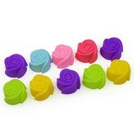 RHX 10 Silicone Rose Chocolate Muffin Cookie Cup Cake Baking Mold Cake Decorating Supplies DIY