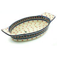 Polish Pottery Oval Baker with Handles 18-inch