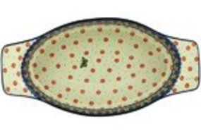 Polish Pottery Oval Baker with Handles 18-inch N2