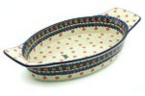 Polish Pottery Oval Baker with Handles 18-inch N4
