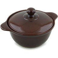 Polish Pottery Baker with Cover with Handles 12-inch Brown