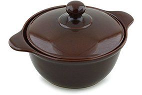 Polish Pottery Baker with Cover with Handles 12-inch Brown N4
