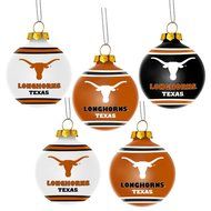 NCAA Texas Longhorns Plastic Christmas Ball Ornament 5 Pack Bundle 3 Pack By Forever Collectibles N2