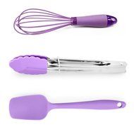 Holstein Housewares HB-07023P-BU 3 Piece Silicone Mini Baking Set - Purple