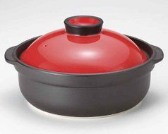 Utage for 5-6 persons 12.4inch Donabe Japanese Hot pot Red Ceramic Made in Japan