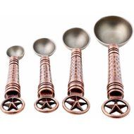 Antique Copper Measuring Spoons, Set of 4, Western Star