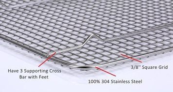 HOMIZE 100% Stainless Steel Wire Cooling Rack for Baking: Oven Safe fits Half Sheet Cookie Pan (16.5&#039;&#039;x11.5&#039;&#039;) N6