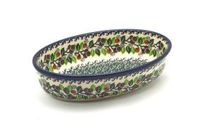 Polish Pottery Baker - Oval - Small - Burgundy Berry Green