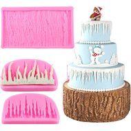 Mujiang Tree Bark Texture Icicle Silicone Lace Fondant Cake Molds Set Of 2