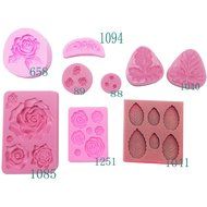 Funshowcase Assorted Rose and Leaf Fondant Cake Candy Silicone Mold 9-Pieces Set N2