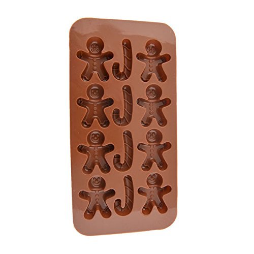 "Silicone Gingerbread Man Christmas Crutches Shape Ice Cream Mold Chocolate Cake" shopping