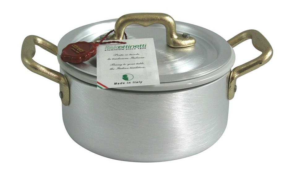 Ottinetti Ottinetti Brushed Aluminum Casserole With Copper Handles, Lid & Ceramic Insert, 12-cm / 4.7-in, 4.7-... N2