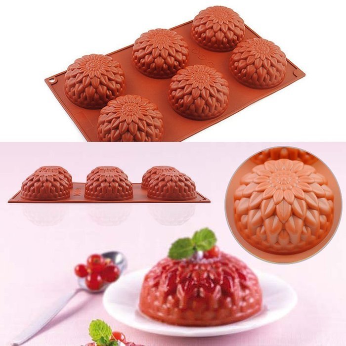 IC ICLOVER Hot selling Vermilion Flower Cake Mold Pudding Mold and Muffin Cup Liner food Grade Silicone Mold and... N2