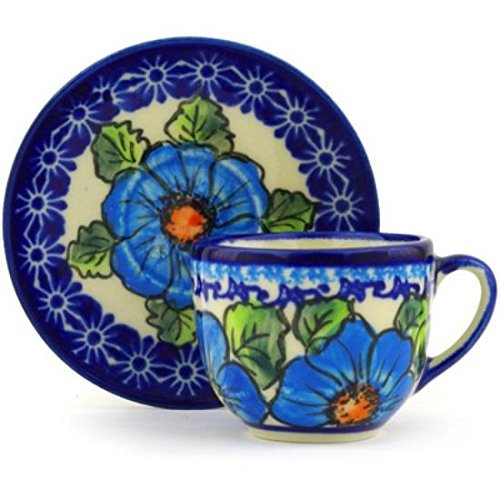 Ceramika Bona H6723F Polish Pottery Ceramic Espresso Cup with Saucer