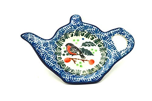 Polish Pottery Tea Bag Holder - Red Robin
