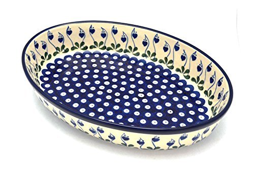 Polish Pottery Baker - Oval - Large - Bleeding Heart