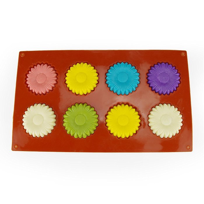 MIREN 8-Cavity Chrysanthemum Shape Non Stick Silicone Mold For Making Cake, Cookie, Chocolate, Pastry, Candies...