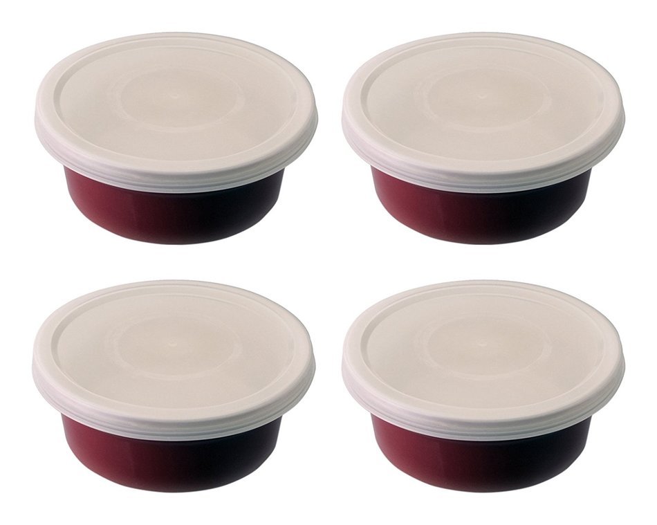 BergHOFF 4 Piece Geminis Round Dish Set, 4" x 2", Red