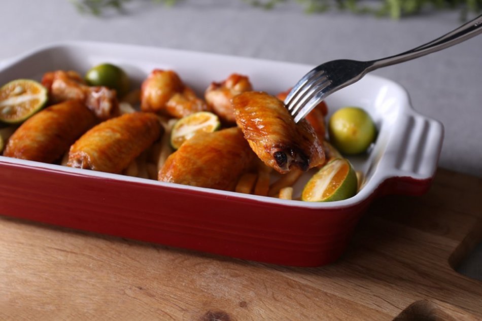 ISHOP-Tech Oblong Rectangular Baking Dish Roasting Lasagna Pan,1200ml, Red, 12" N4