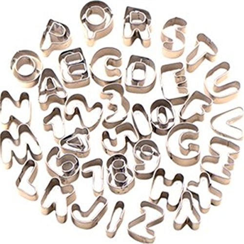 Tinksky 37pcs Metal Alphabet Letters Number Sugarcraft Fondant Cake Decorating Cutters Cookie Biscuit Mould Molds... N3