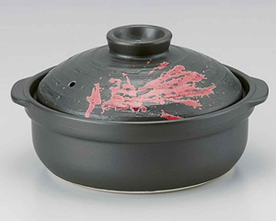 Ishime Fire for 5-6 persons 13inch Donabe Japanese Hot pot Black Ceramic Made in Japan