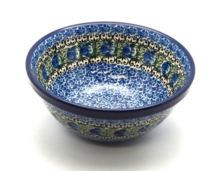 Polish Pottery Bowl - Salad/Cereal - Peacock Feather