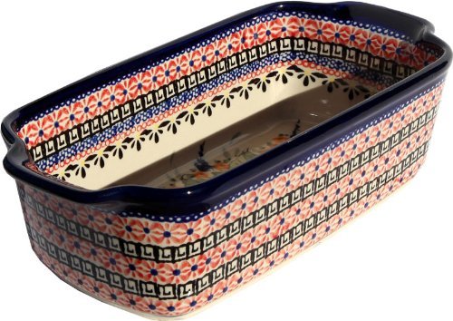 Polish Pottery Loaf Baker with Handles From Zaklady Ceramiczne Boleslawiec #1381-149 Art Unikat Signature Pattern...