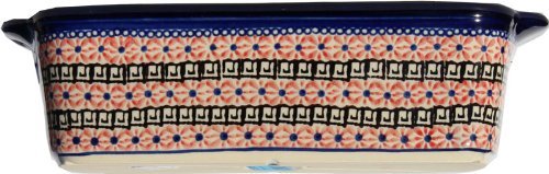 Polish Pottery Loaf Baker with Handles From Zaklady Ceramiczne Boleslawiec #1381-149 Art Unikat Signature Pattern... N3