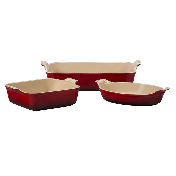 Le Creuset Heritage Cherry Stoneware 3 Piece Bakeware Set