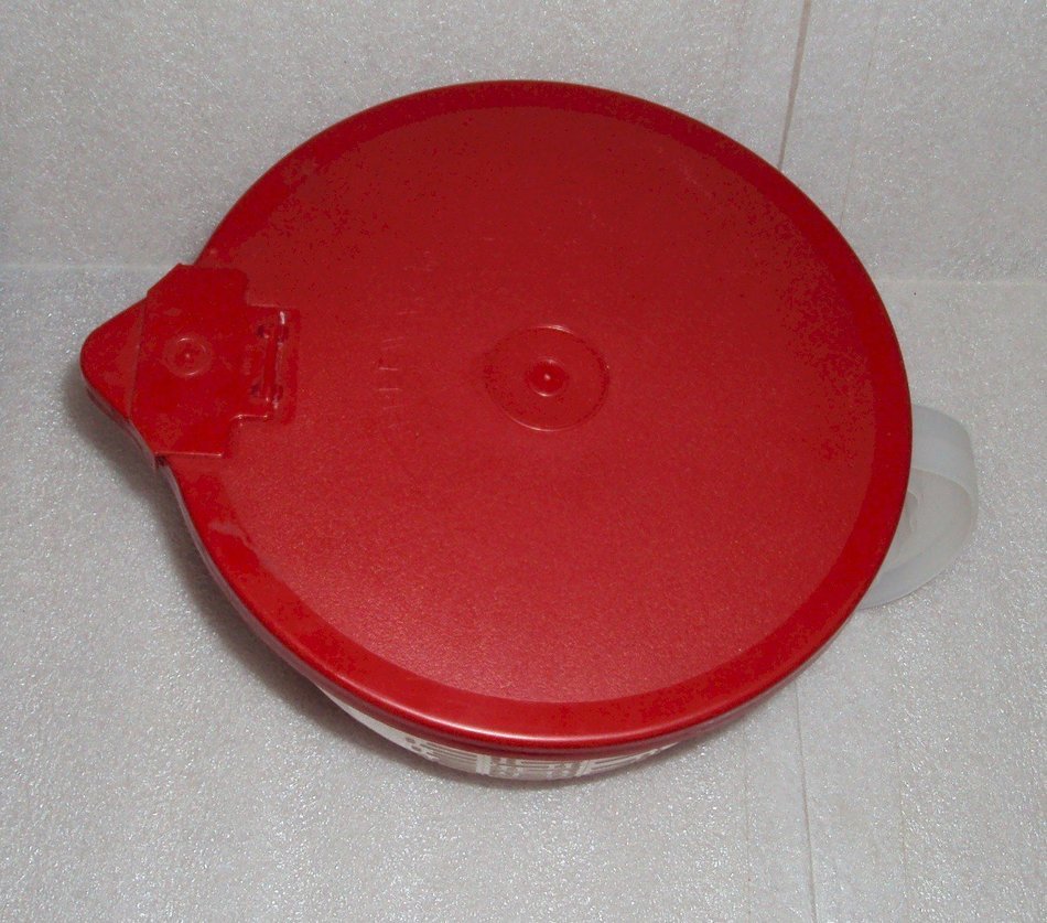 Vintage Tupperware 8 Cup Batter Bowl Mix N Stor Measuring Pitcher, Sheer w/ Red Seal N3