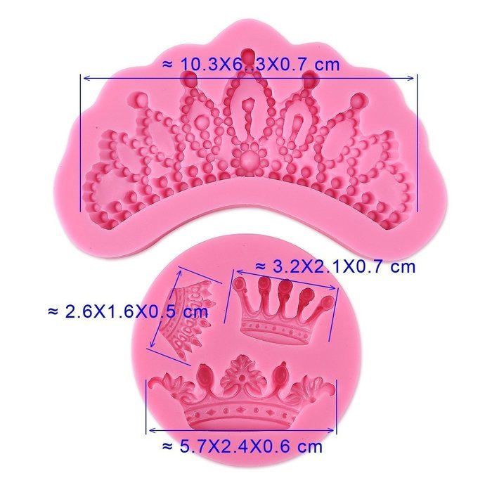 Wocuz Crown Silicone Fondant Candy Mold Mould Sugar Craft Cake Decorating Baking Tool Set of 2 N6