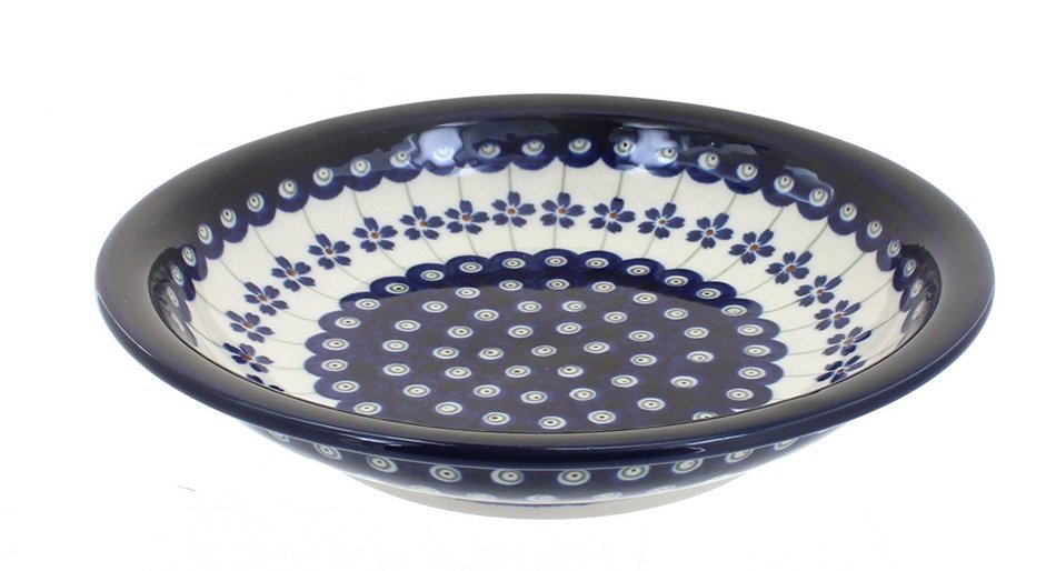 Polish Pottery Flowering Peacock Soup Plate
