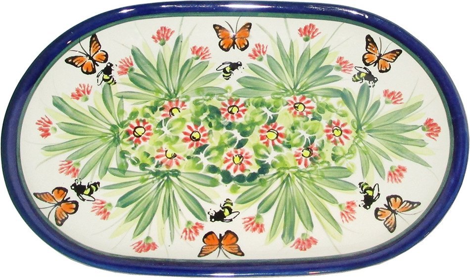Boleslawiec Stoneware - Polish Pottery 9 1/4" Oval Serving Platter - Eva's Collection "Spring"