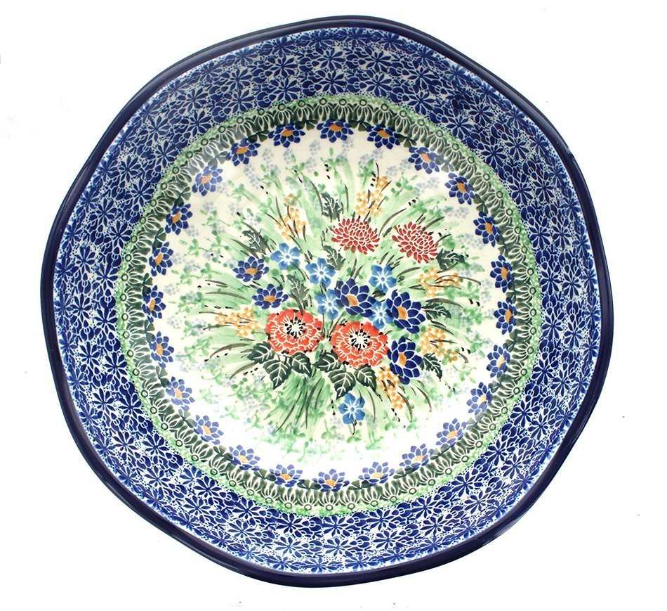 Polish Pottery Royal Gardens Large Scallop Bowl