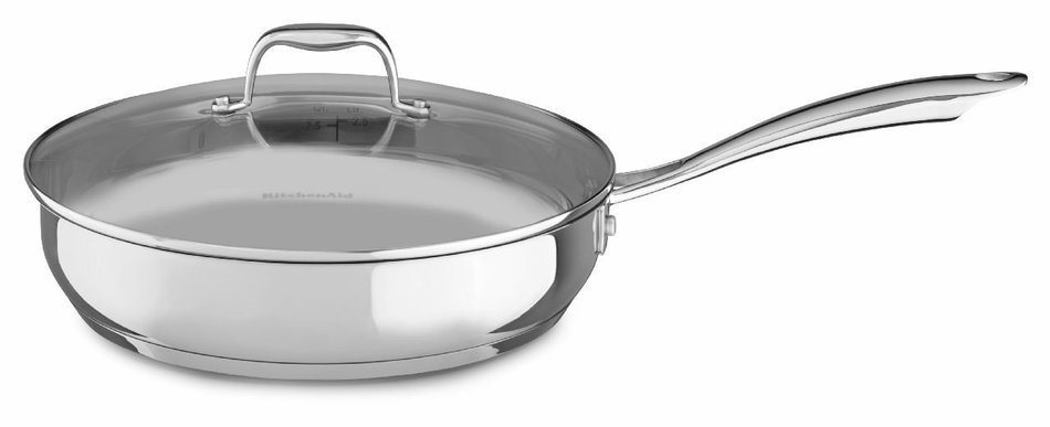 KitchenAid KCS60LCLS Stainless Steel 6.0-Quart Low Casserole with Lid Cookware - Polished Stainless Steel N3