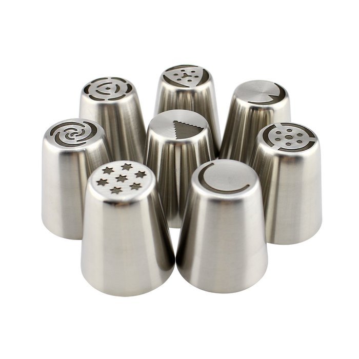 SIM&NAT Russian Piping Tips Nuzzle - 12 PCS Cake Flower Decorative Tips, with Triple Coupler and 10 Disposable... N6