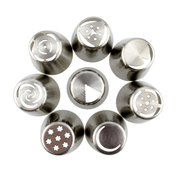 SIM&NAT Russian Piping Tips Nuzzle - 12 PCS Cake Flower Decorative Tips, with Triple Coupler and 10 Disposable... N7