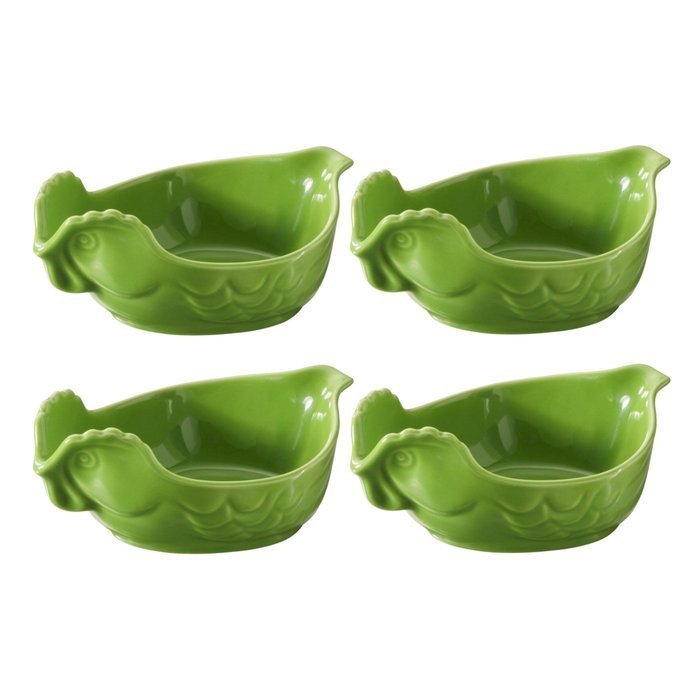 Revol Happy Cuisine Lime Green Porcelain 7 Ounce Poultry Dish, Set of 4