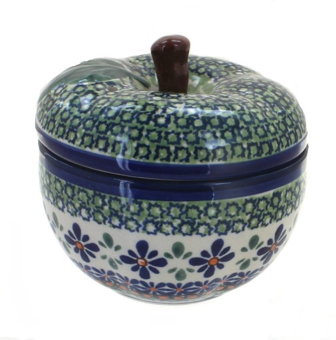 Polish Pottery Mosaic Flower Apple Baker