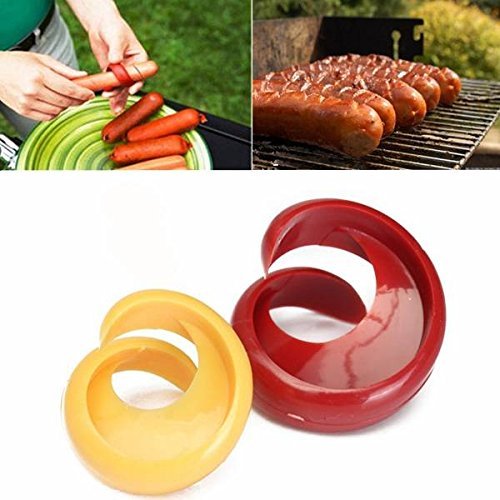 Pink Lizard 2Pcs Spiral Hot Dog Cutter Slicers Fancy Sausage Cutter Slicer Kitchen Gadget N2