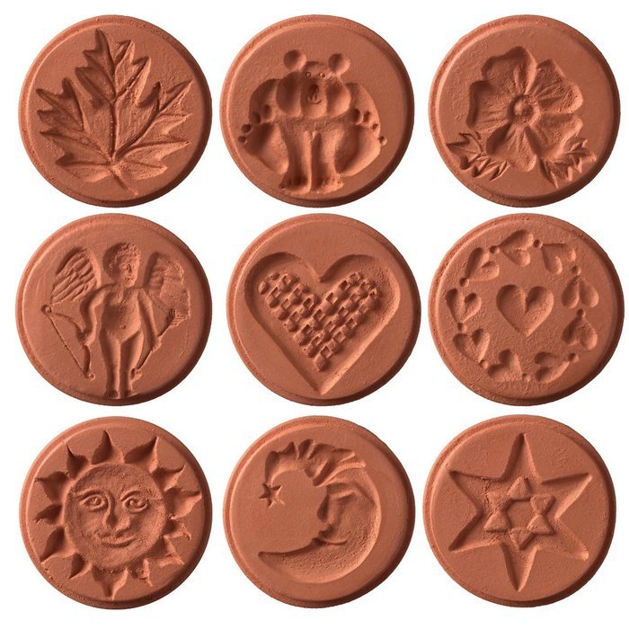 JBK Pottery Unique Cookie Stamps, Set of 9