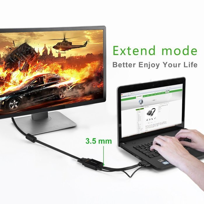 UGREEN Gold-Plated HDMI to VGA Video Converter with Micro-USB Power, Black N4