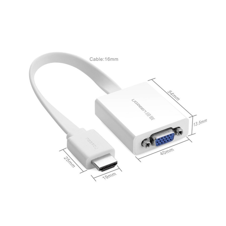 UGREEN Gold-Plated HDMI to VGA Video Converter with Micro-USB Power, Black N16