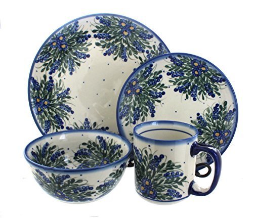 Polish Pottery Hyacinth 4-Piece Dinner Set