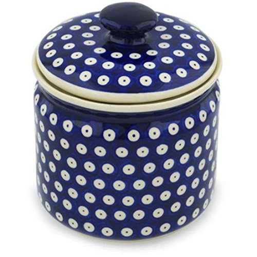 Ceramika Bona H1246H Polish Pottery Ceramic Jar with Lid Hand Painted, 7-Inch