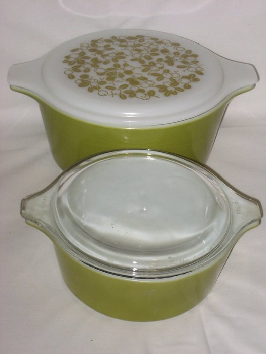 4 Piece Set - Vintage Pyrex Verde Green 1 1/2 Quart & 1 1/2 Pint Casserole Baking Dishes N2