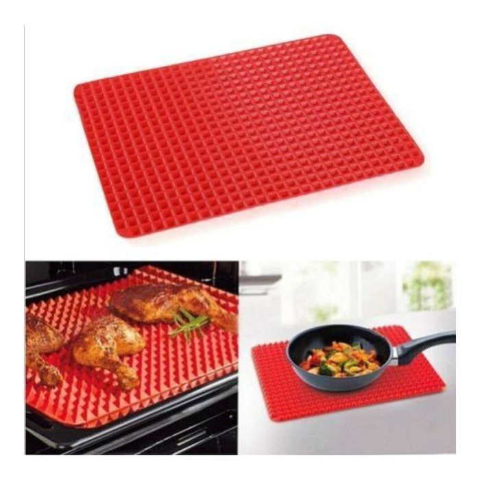 Pyramid Pan Non Stick Fat Reducing Silicone Cooking Mat Oven Baking Tray Sheet Must Have